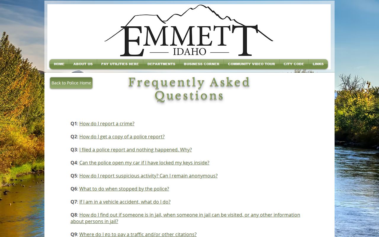 Gem County booking and warrant coverage reference from Emmett Police