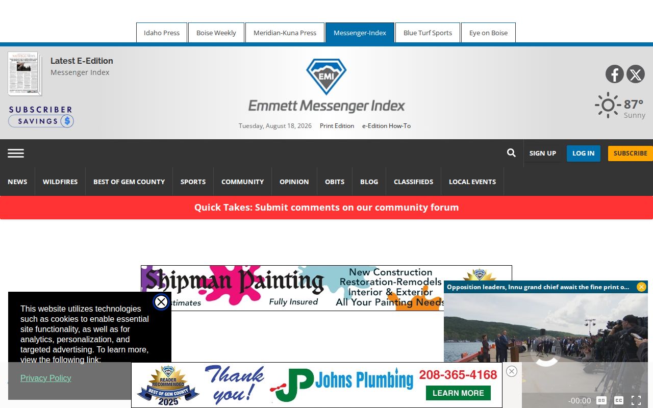Gem County arrest news section at Idaho Press Emmett